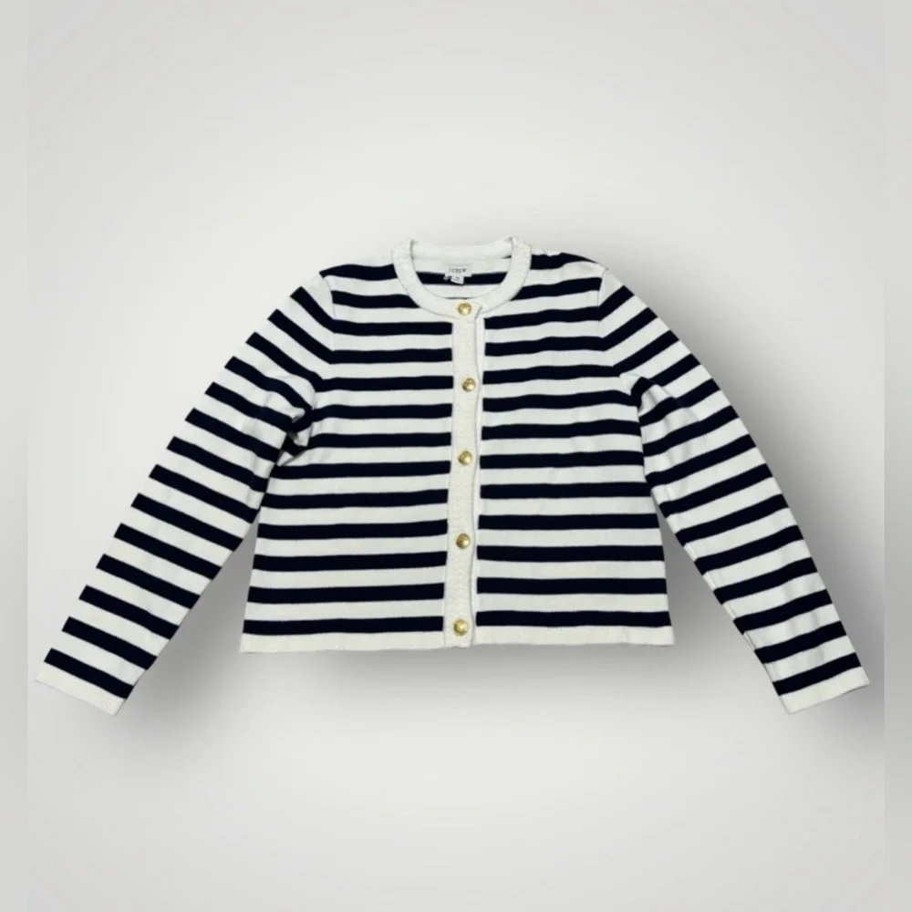J. Crew‎ Striped Cotton Lady Jacket Cardigan